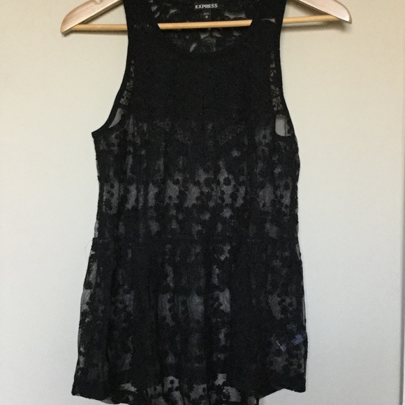 Express Black Lace Sleeveless Tunic - Picture 8 of 9